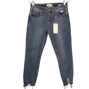 Dear John Blaire Straight Mid-Rise Jeans Denim Raw Hem‎ Women's Size 28